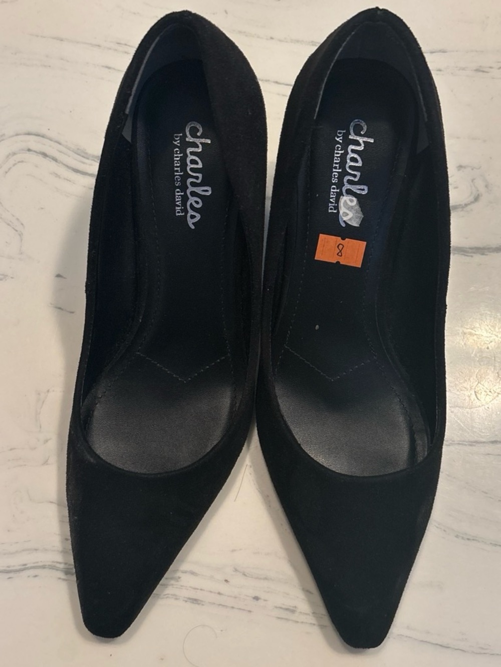 Charles David Black Suede Pointed Toe Pumps